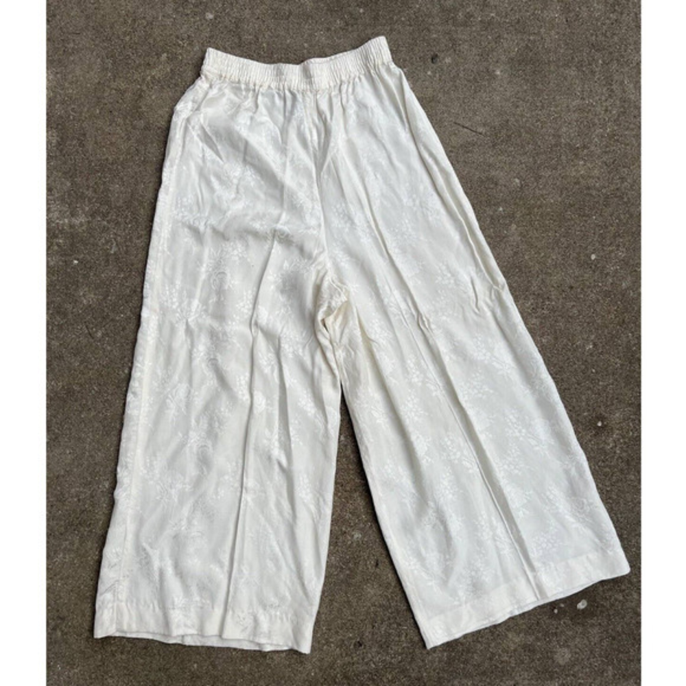 Vintage Jonathan Martin Womens Pants Size 7 White‎ Rayon Crop Wide Leg Capri